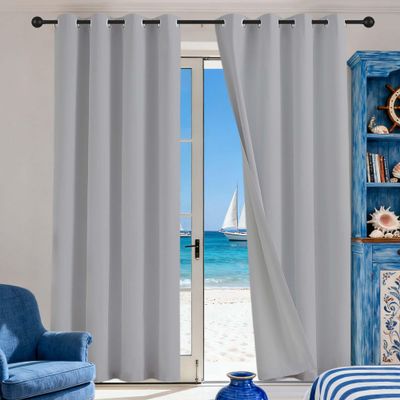 GOUBO Blackout Curtain, 1-Piece Set, 310 x 100 cm, Thermal, Light Gray