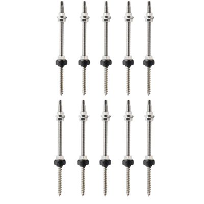 PRIOstahl M12 x 300 mm Stainless Steel Hanger Bolts with Nuts and Sealing Washers, 10-Pack