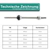 PRIOstahl M12 x 300 mm Stainless Steel Hanger Bolts with Nuts and Sealing Washers, 10-Pack view 2