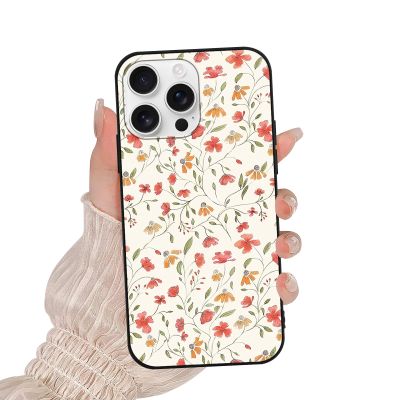 Omyzo Black Phone Case for Samsung Galaxy A21 4G 6.5", Cute Aesthetic Floral Design, Slim TPU Shockproof Case