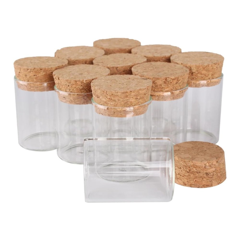 24-Pack Clear Glass Test Tubes with Cork Stoppers, 15–100 mL, for Crafts, Gifts, and Storage (45 mL, 30 × 90 mm)