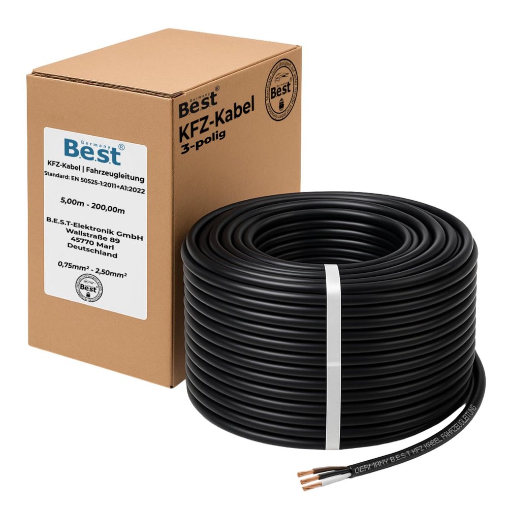 Automotive Cable 3 x 0.75 mm², 50 m, 3-Core, 60 V