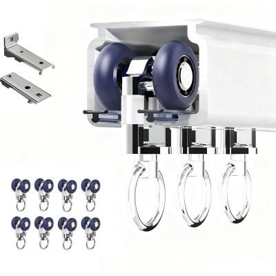 Aluminum Curtain Track, Single Track, Ceiling or Wall Mount, 0.5–15 m, Silent Rollers, White (6.2 m/20.3 ft)