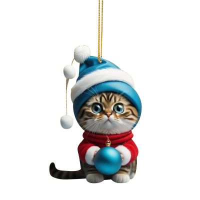 Christmas Tree Cat Ornaments, Cute Acrylic Cat Decorations