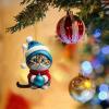 Christmas Tree Cat Ornaments, Cute Acrylic Cat Decorations view 2