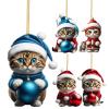 Christmas Tree Cat Ornaments, Cute Acrylic Cat Decorations view 3