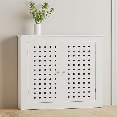 STCERY Modern Radiator Cover Cabinet with Double Doors, Storage Shelf, 80 x 70 x 20 cm
