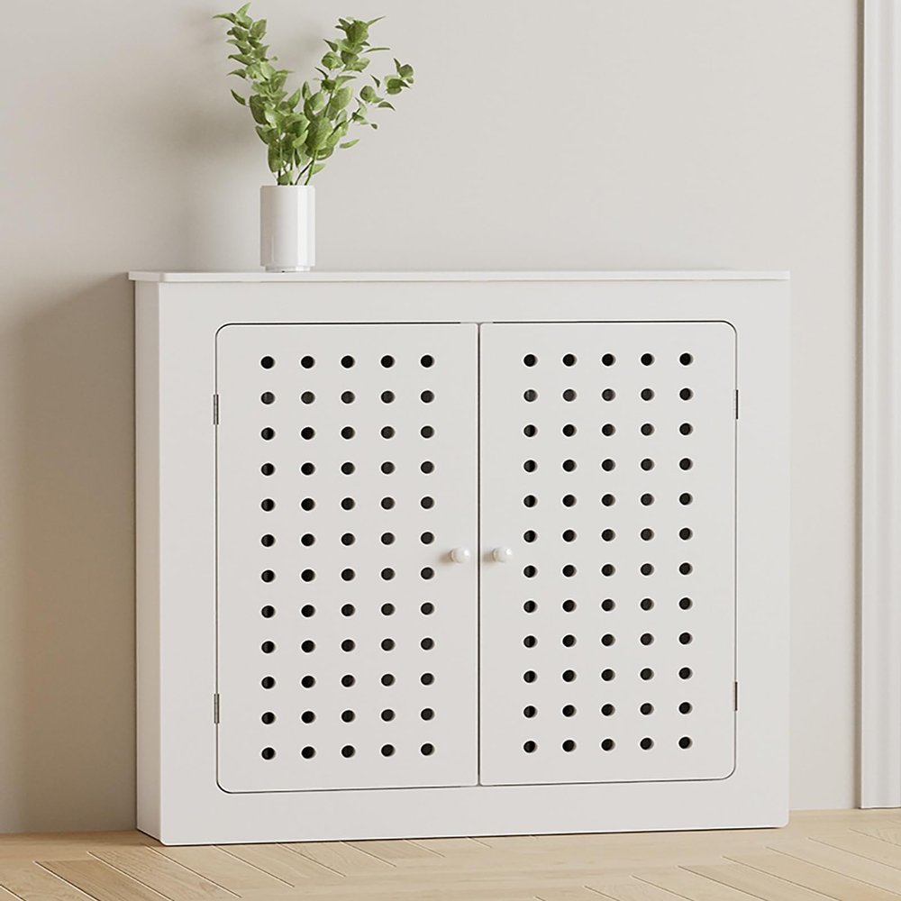 STCERY Modern Radiator Cover Cabinet with Double Doors, Storage Shelf, 80 x 70 x 20 cm