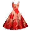 Women's Horror Bride Halloween Costume Dress with Bloody Zombie Print view 1