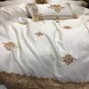 4-Piece Cotton Embroidered Lace Bedding Set, White view 3