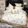 4-Piece Cotton Embroidered Lace Bedding Set, White view 4