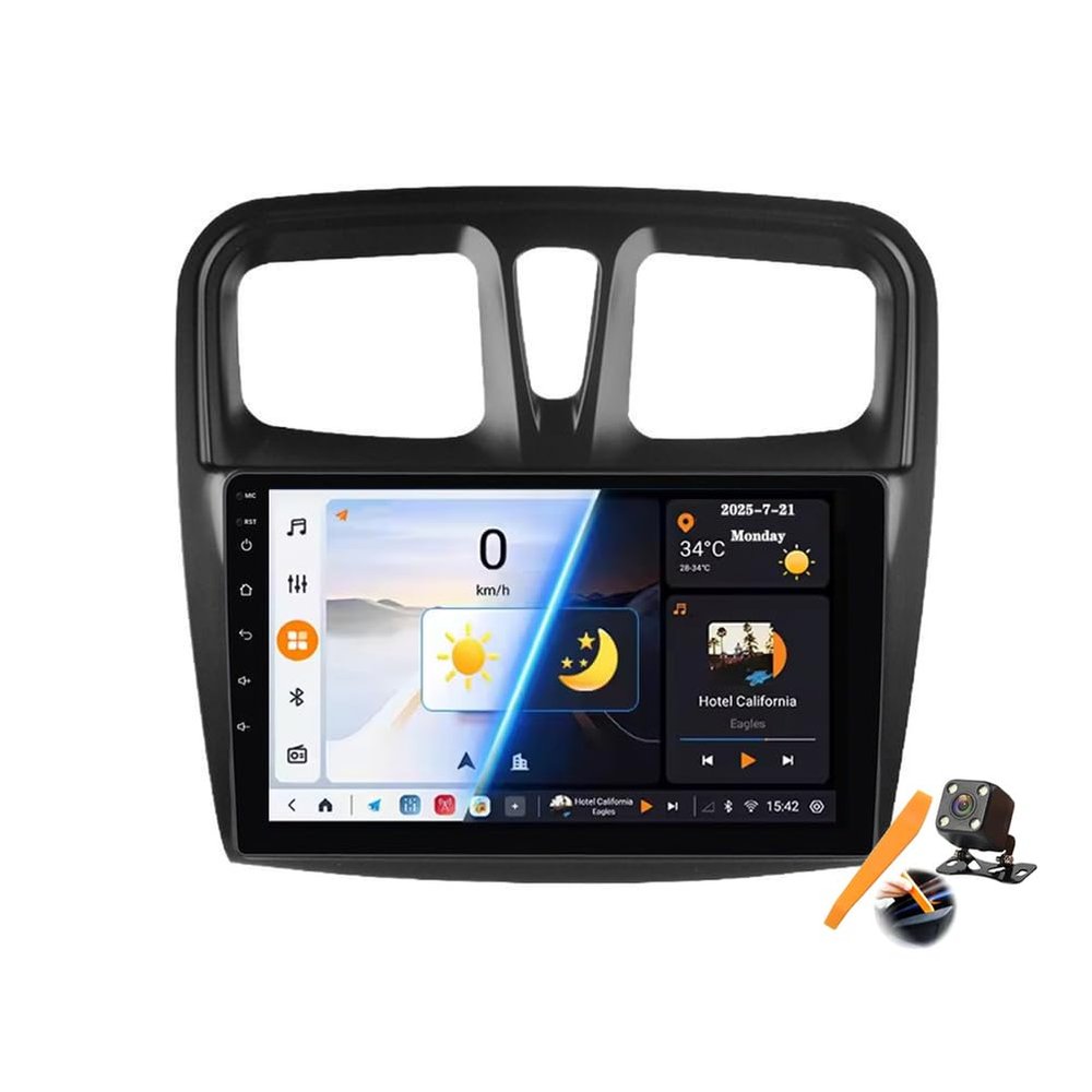 Y300S Android 15.0 2-DIN Stereo Replacement for Logan/Sandero/Symbol 2014–2019, 9-Inch Car Tablet with DVD, FM, Bluetooth, GPS, Android Auto and CarPlay