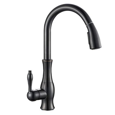 Kitchen Sink Faucet, Chrome/Gold/Nickel, Single-Handle Pull-Out Faucet