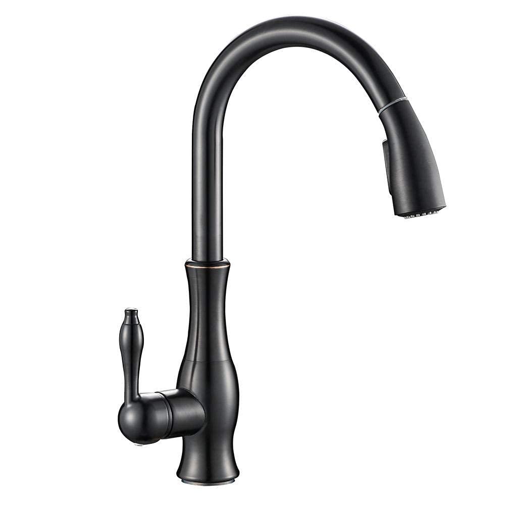 Kitchen Sink Faucet, Chrome/Gold/Nickel, Single-Handle Pull-Out Faucet