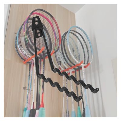 Wall-Mounted Tennis Racket Display Rack, 25 kg Capacity, Holds 6 Rackets, Black