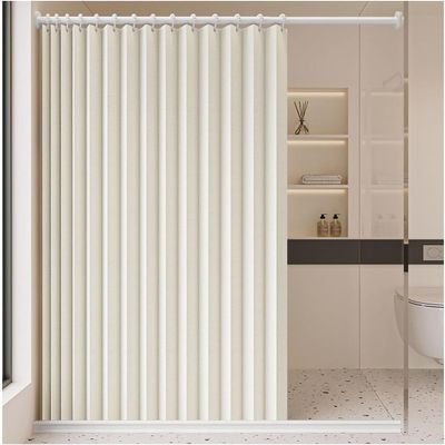 Single Tree Forest Foldable Waterproof Magnetic Shower Curtain, W80 x H240 cm, Beige