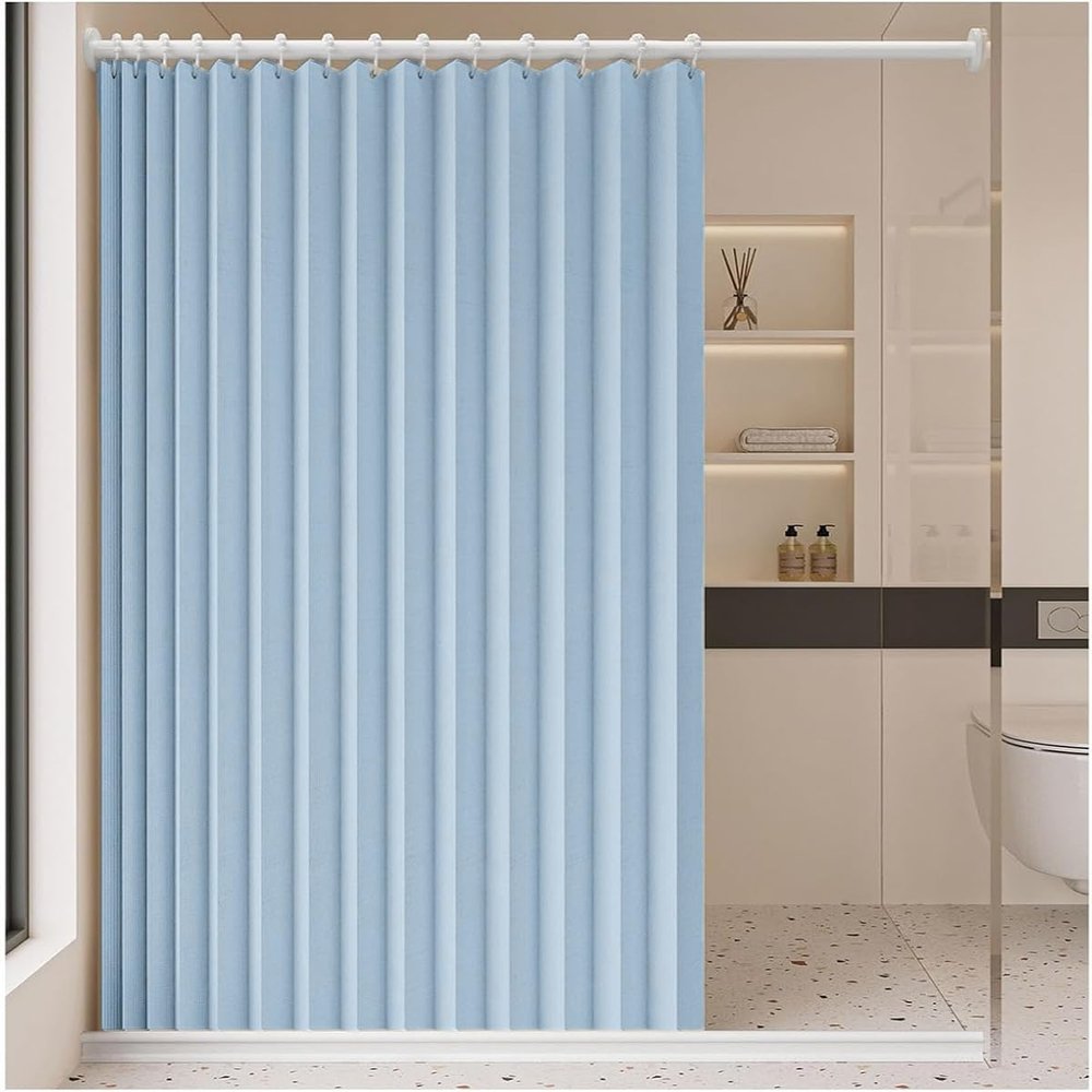 Single Tree Forest Foldable Waterproof Magnetic Shower Curtain, W180 x H180 cm, Sky Blue