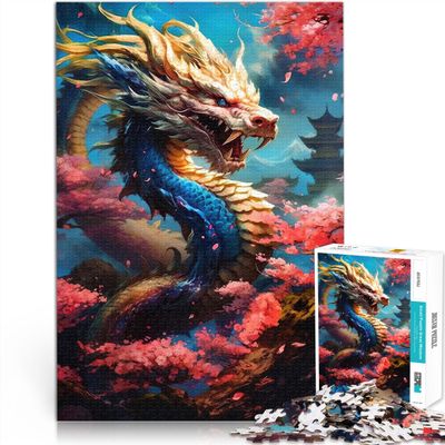1,000-Piece Wooden Pictorius Dragon Puzzle for Adults, 50 x 75 cm