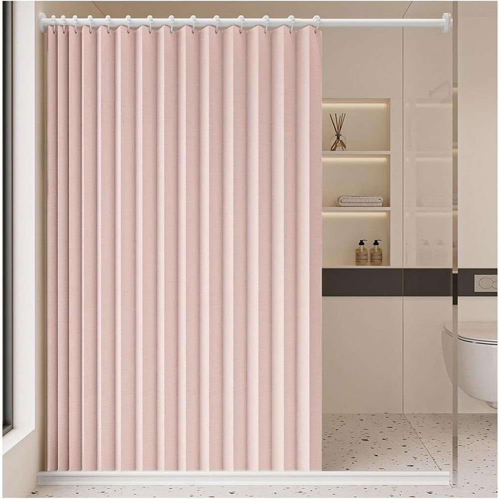 Single Tree Forest Foldable Magnetic Shower Curtain, 80 W x 200 H cm, Pink