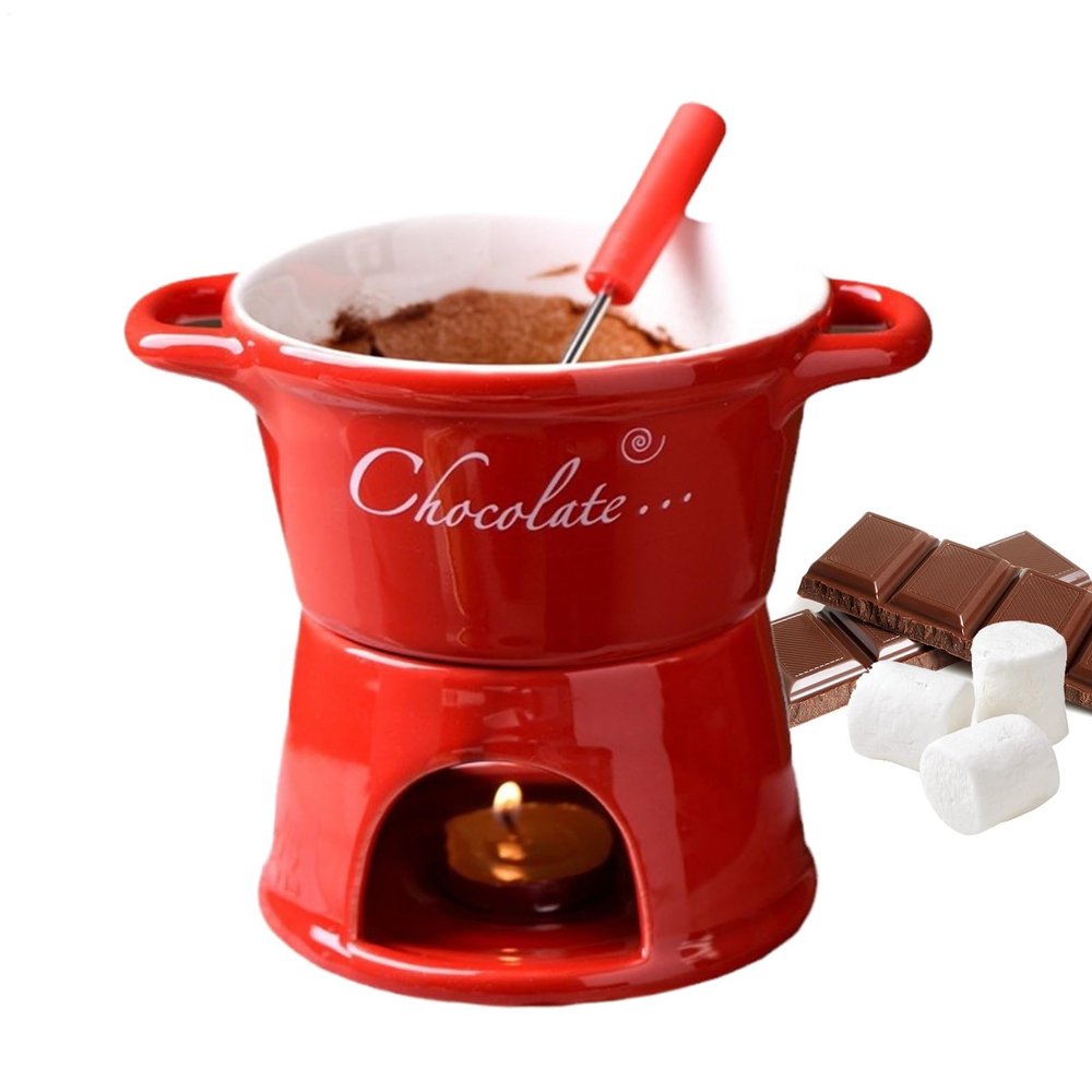 Uonguon Ceramic Fondue Cup with Dipping Fork