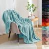 Fuzzy Flannel Throw Blanket 100 x 160 cm, Super Soft 300 g/m, Sky Blue view 1