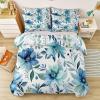 Navy Blue 3-Piece Bedding Set 220 x 240 cm with Reversible Boho Floral Duvet Cover view 1