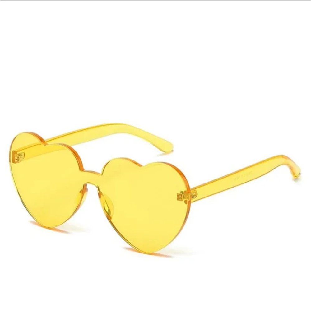 ZIHDKE 20-Pack Heart-Shaped Rimless Sunglasses for Women and Men, Yellow