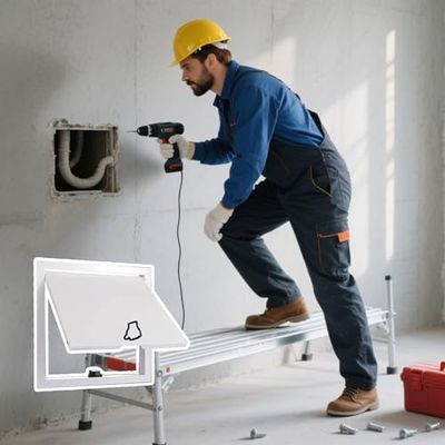 Push-to-Open Magnetic Metal Access Panel, Gray