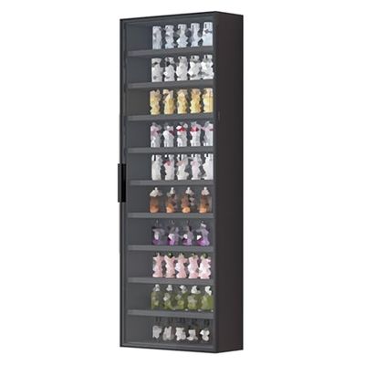 Generic Display Cabinet, Multi-Tier Curio Shelf with Glass Doors, Red, 40 x 14 x 138 cm