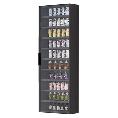 Generic Display Cabinet, Multi-Tier Curio Shelf with Glass Doors, Red, 40 x 14 x 138 cm