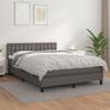 Amorsee Box Spring Bed 55 x 75 in with Mattress, Topper & Headboard, Faux Leather, Gray view 1