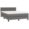 Amorsee Box Spring Bed 55 x 75 in with Mattress, Topper & Headboard, Faux Leather, Gray view 2