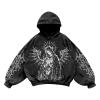 DASONLUE Men's Yk2 Vintage Casual Gothic Steampunk Skull-Print Hoodie view 1