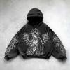 DASONLUE Men's Yk2 Vintage Casual Gothic Steampunk Skull-Print Hoodie view 2