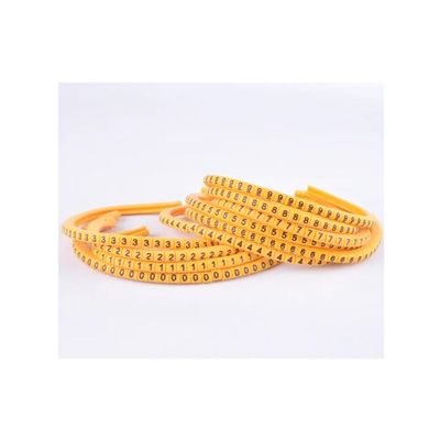Yellow PVC Cable Markers EC-0 to EC-3, Numbers 0–9, for 1.5/2.5/4/6 mm Cables (EC-0, 1,000 pcs)