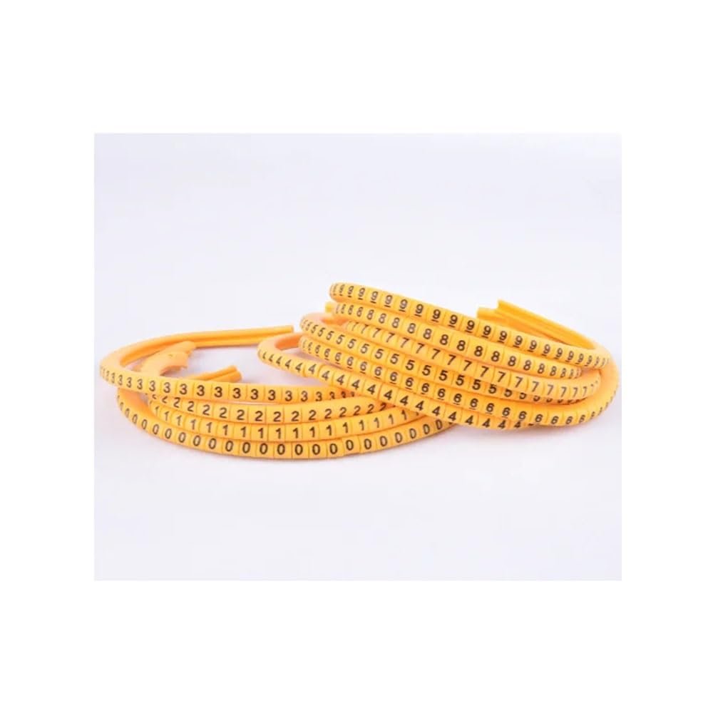 Yellow PVC Cable Markers EC-0 to EC-3, Numbers 0–9, for 1.5/2.5/4/6 mm Cables (EC-0, 1,000 pcs)
