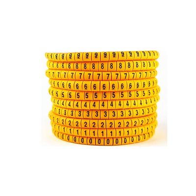 Yellow PVC Wire Markers, Numbered Sleeves 0–9, 120/600 Pieces for 0.5–35 mm Wires