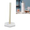 Paper Towel Holder Stand, Modern Multifunctional Kitchen Roll Holder for Office, Kitchen and Bathroom, Faux Marble Base, Gold Aluminum Rod, 30 cm view 3