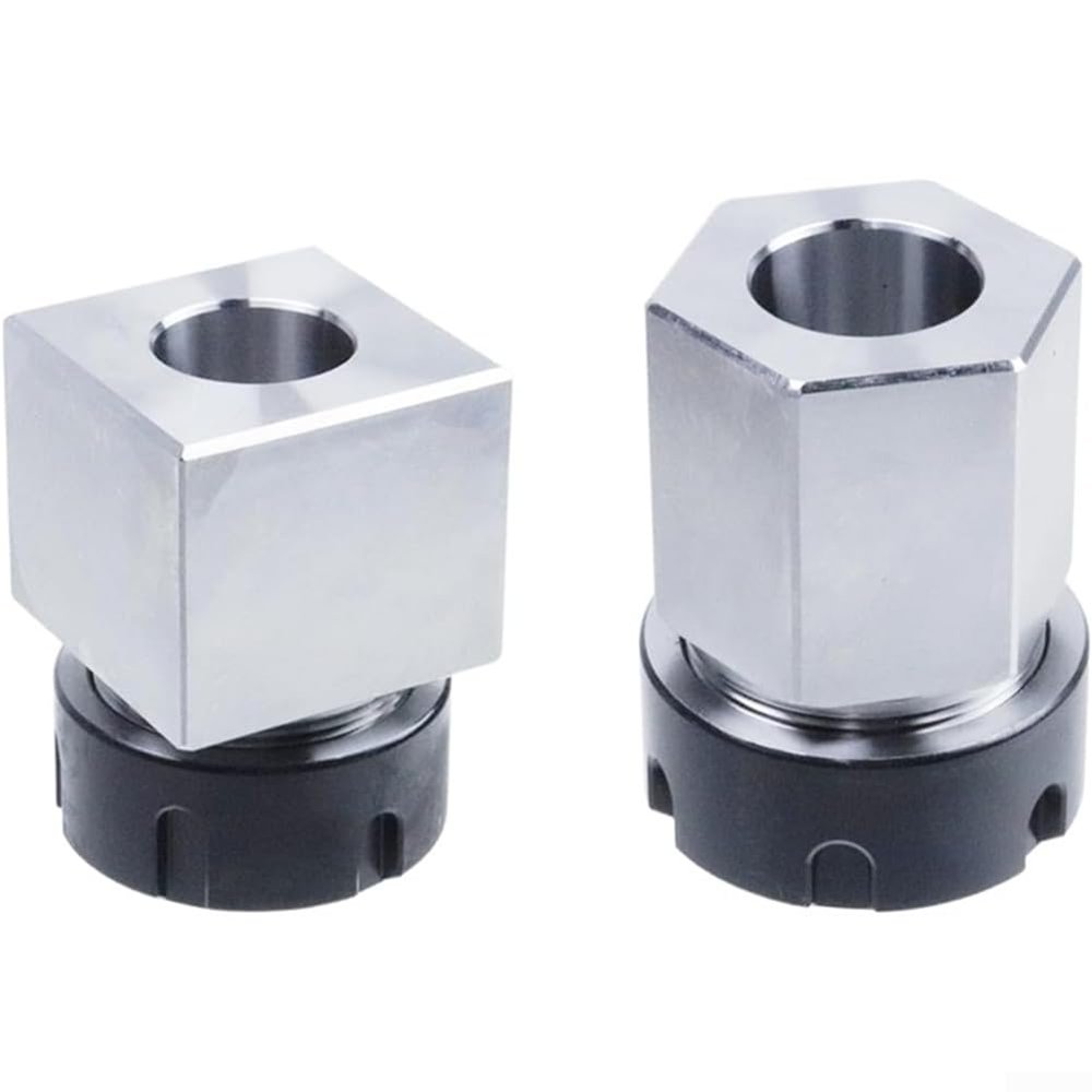 ER32 ER25 ER40 CNC Clamping Set, 2-Piece Square and Hexagonal Collet Seats for Workpiece Clamping (2-Piece ER25)