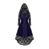 Women's Gothic Halloween Costume Dress with Lace Trim and Hood view 1