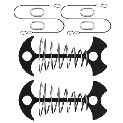 Deck Stakes, Easy to Reposition, Rust-Resistant, 4 Carabiners, 2 Ropes