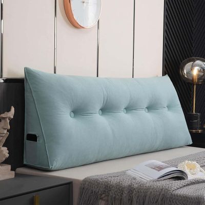 Large Wedge Pillow with Washable Cover, Triangular Backrest Pillow with Side Pockets, Reading Pillow with Support, Ideal for Reading and Watching TV, 100 x 50 x 20