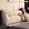 Large Wedge Pillow with Washable Cover, Triangular Backrest Pillow with Side Pockets, Reading Pillow with Support, Ideal for Reading and Watching TV, 100 x 50 x 20 view 2