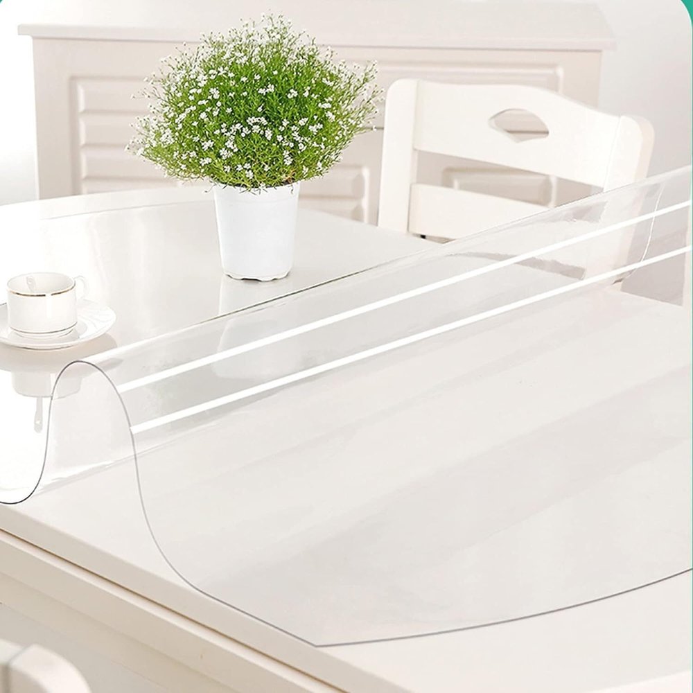 ININOSNP Transparent Oval PVC Table Protector, 2 mm, 86 x 138 cm