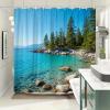 UUDIHO Blue Lake Shower Curtain Set, Polyester, 12 Hooks, 135 x 190 cm view 1