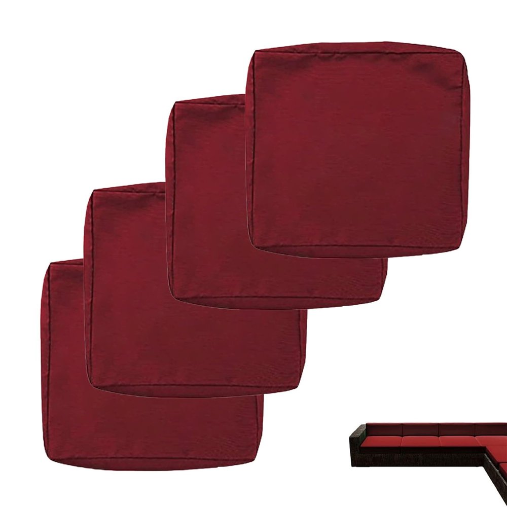 Waterproof Outdoor Cushion Covers with Zipper, Replacement Patio Furniture and Sofa Cushion Covers, All-Weather Protection, Wine Red, 32.8 x 65 x 10.2 cm, 4-Pack