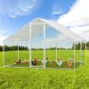 Fogmiea Chicken Coop Run, Galvanized Steel Rabbit Run with Pitched Roof, Lock and Waterproof PE Cover, 3 x 3 x 2 m view 1