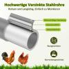 Fogmiea Chicken Coop Run, Galvanized Steel Rabbit Run with Pitched Roof, Lock and Waterproof PE Cover, 3 x 3 x 2 m view 4