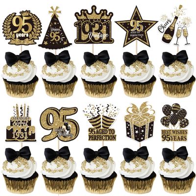 Xsstarmi 36-Pack 95th Birthday Cake Decorations, 95th Birthday Cupcake Toppers for Men and Women, Vintage 1931 Party Decor