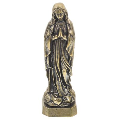 Homoyoyo Virgin Mary Brass Statue, Miniature Holy Mary Figure for Desk, Living Room and Office, Religious Decor Ornament, 6.30 x 1.90 x 1.50 cm